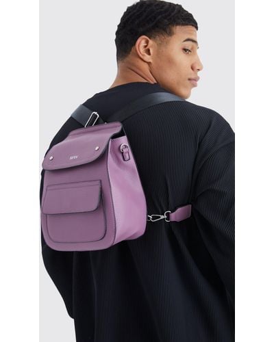 BoohooMAN Man Cross Body Multi Way Smart Bag - Purple