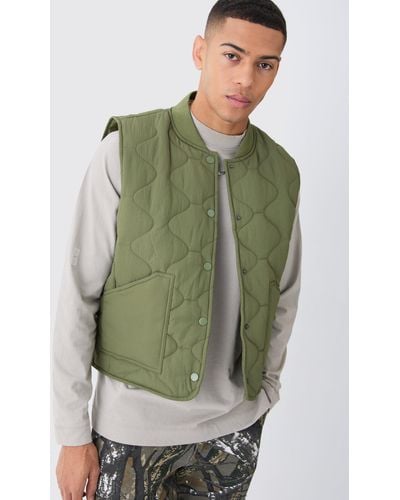 BoohooMAN Onion Quilted Gilet - Green