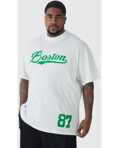 BoohooMAN Plus Oversized Boston Varsity Print T-shirt - Grün