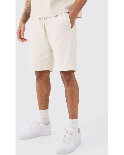 BoohooMAN Relaxed Fit Mid Length Heavyweight Short - Weiß