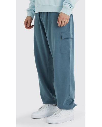 BoohooMAN Tall Loose Fit Cargo Jogger - Blue