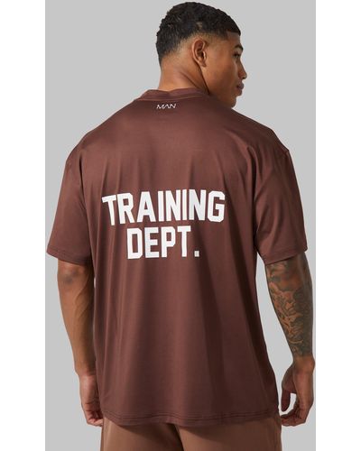 BoohooMAN Man Active Training Dept Performance Oversized T Shirt - Brown