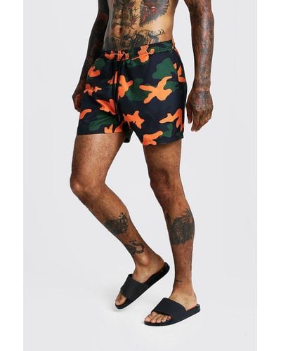 BoohooMAN Orange Camo Print Swim Shorts - Multicolour