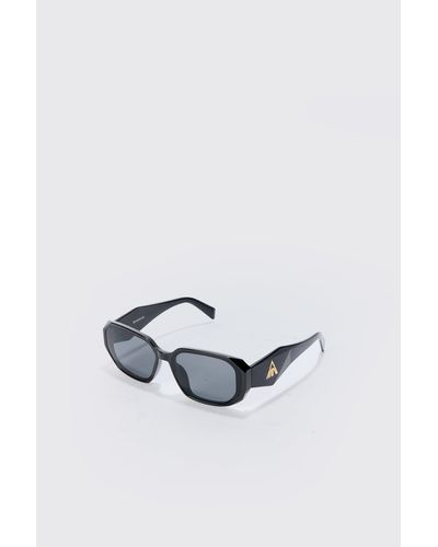 BoohooMAN Bm Rectangular Plastic Sunglasses In Black - Blue
