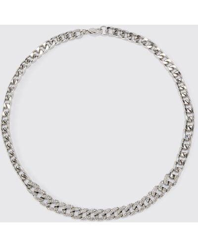 Boohoo Iced Chain Necklace - Gray