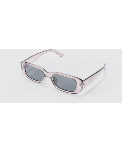 BoohooMAN Chunky Smoke Lens Sunglasses In Grey - White
