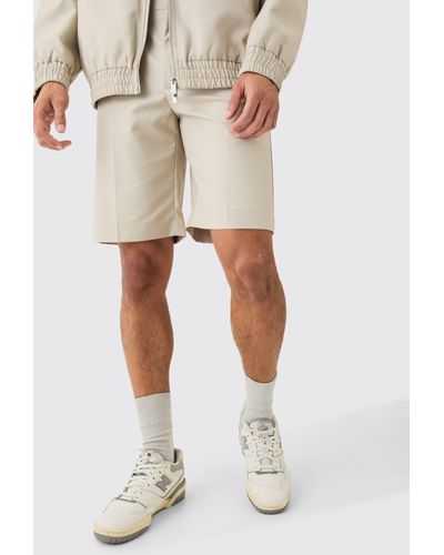 Boohoo Relaxed Fit Tailored Shorts - Natural
