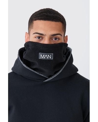 BoohooMAN Man Active Fleece-Kragen in schwarz