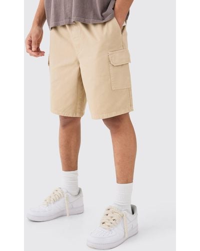 BoohooMAN Relaxed Fit Cargo Shorts - Natur