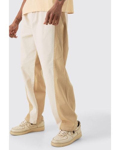 BoohooMAN Tall Elasticated Wasit Twill Crop Twisted Seam Washed Trouser - Natur