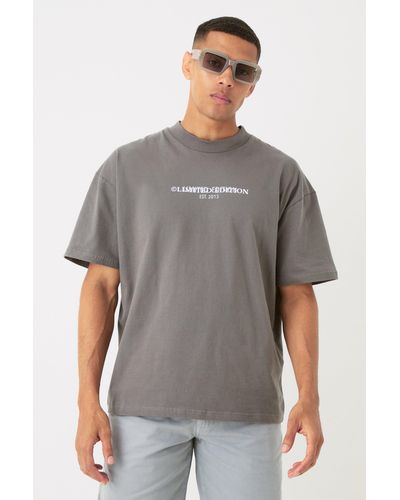 BoohooMAN Oversized Limited Heavy T-shirt - Grey