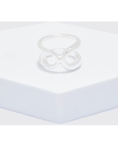 BoohooMAN Linked Stacker Ring - White