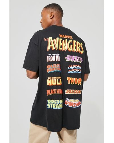 BoohooMAN Oversized Marvel Avengers License T-shirt - Black
