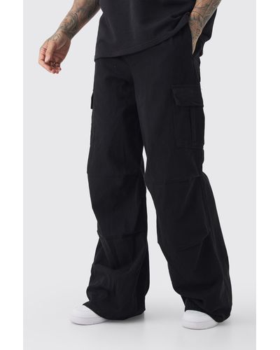 BoohooMAN Tall Extreme Baggy Fit Cargo Trousers In Black