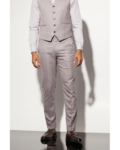 BoohooMAN Slim Textured Suit Trouser - Gray
