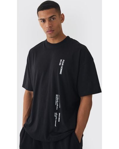 BoohooMAN Oversized Boxy Extended Neck Pour Homme T-shirt - Schwarz