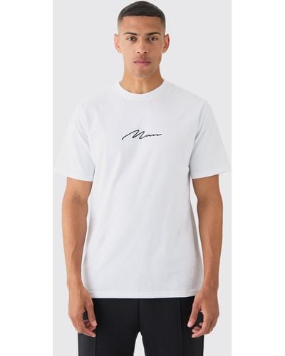 BoohooMAN Signature Chest Print T-shirt - White