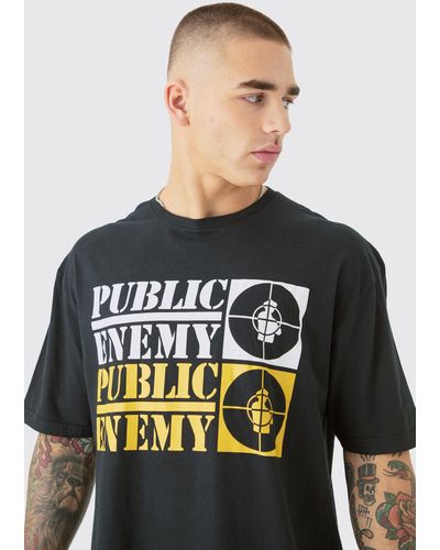 BoohooMAN Oversized Public Enemy License T-shirt - Black