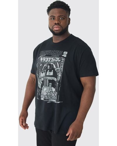 BoohooMAN Plus Transformers License Print T-shirt - Schwarz