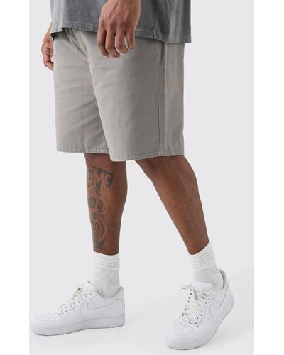 Boohoo Plus Elastic Waist Gray Relaxed Fit Shorts
