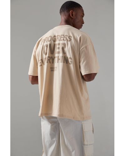 BoohooMAN Man Active Progress Over Everything Oversized T-shirt - Natural