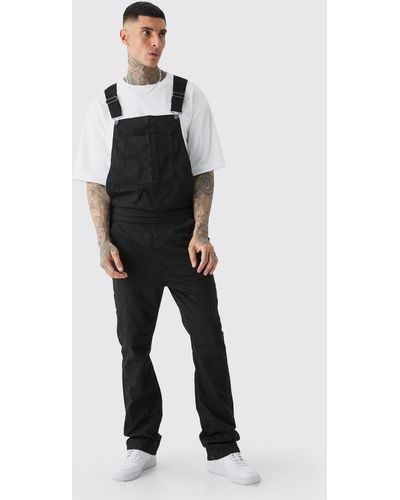 BoohooMAN Tall Straight Leg Dungaree In True Black