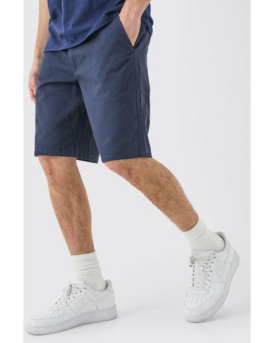 Boohoo Fixed Waist Navy Relaxed Fit Short Shorts - Blue