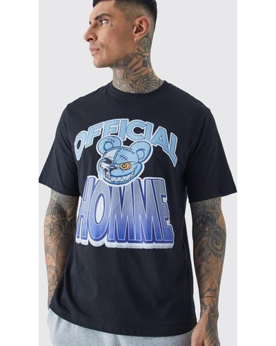 BoohooMAN Tall Official Homme Chest Print T-shirt - Blue