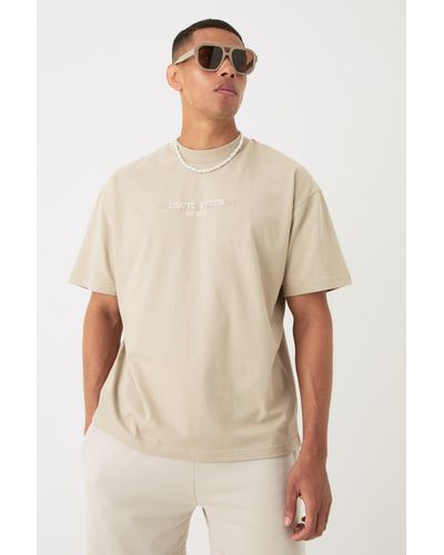 BoohooMAN Oversized Limited Heavy T-shirt - Natural