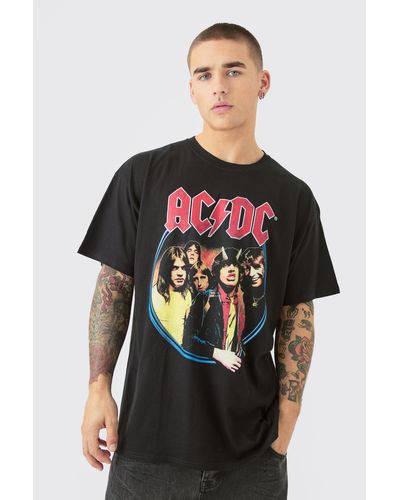 Boohoo Oversized Acdc Tour License T-shirt - Black