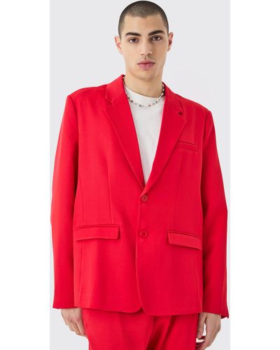 BoohooMAN Mix & Match Oversized Single Breasted Blazer - Red