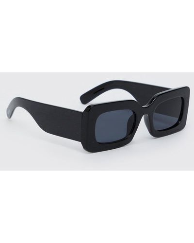 BoohooMAN Plastic Chunky Rectangle Sunglasses - Black