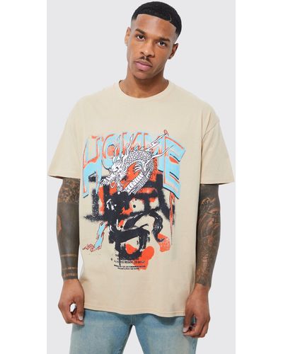 Boohoo Oversized Homme Dragon Graphic T-shirt - Multicolor