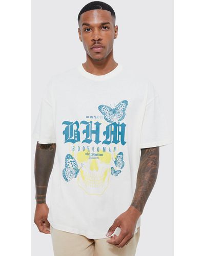 Boohoo Oversized Butterfly Skull Print T-shirt - White