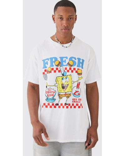 Boohoo Oversized Spongebob License T-shirt - White