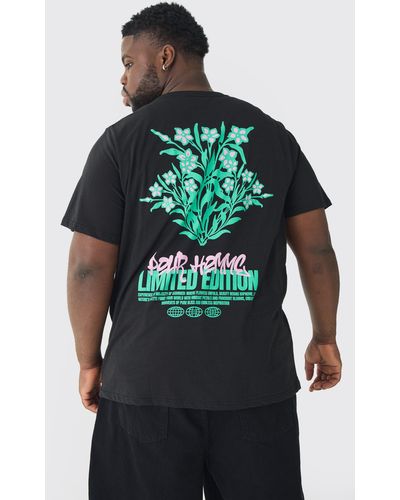 BoohooMAN Plus Limited Edition Floral Print T-shirt - Grün