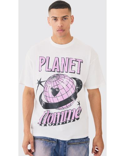 BoohooMAN Oversized Planet Homme T-shirt - White