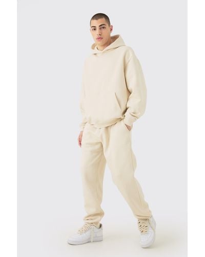 BoohooMAN Oversized Hooded Tracksuit - Natural