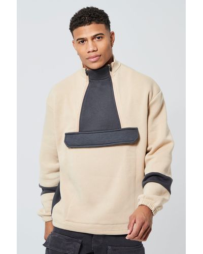 Boohoo Oversize Sweatshirt mit doppeltem Reißverschluss - Natur