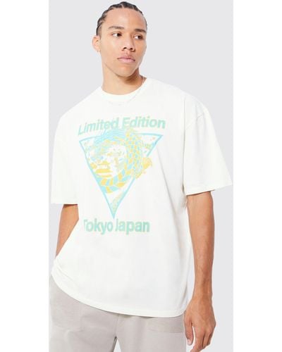 Boohoo Tall Oversized Limited Edition Dragon T-shirt - White
