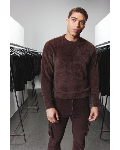 Fluffy jumper mens top
