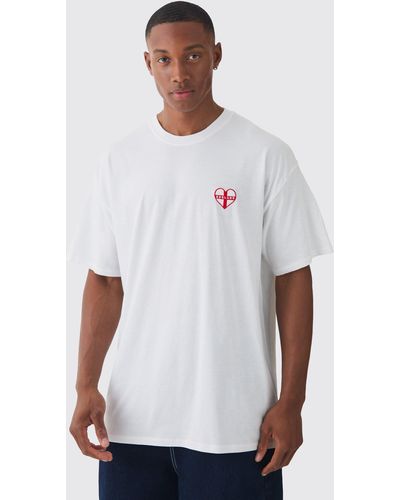 BoohooMAN Oversized England Embroidery T-shirt 1 - Weiß