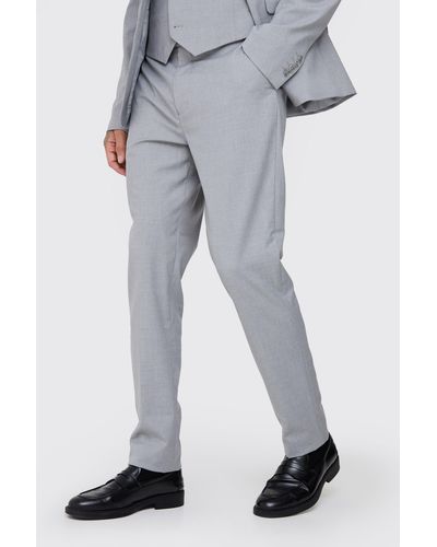 BoohooMAN Tall Essential Slim Fit Suit Trousers In Grey