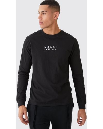 BoohooMAN Dash Basic Long Sleeve T-shirt - Black