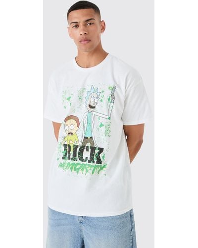 Boohoo Oversized Rick And Morty License T-Shirt - Blanco