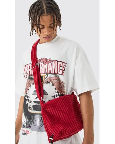 BoohooMAN Cord Sling Bag - Red