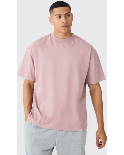 BoohooMAN Oversized Extended Neck Boxy Heavyweight T-shirt - Pink