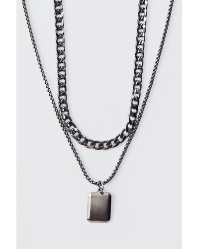 BoohooMAN Multi Layer Pendant Necklace - Mehrfarbig