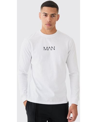 Boohoo Man Dash Basic Long Sleeve T-Shirt - Blanco