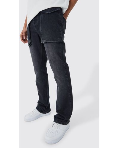 BoohooMAN Slim Rigid 3d Pocket Jeans In Charcoal - Blue